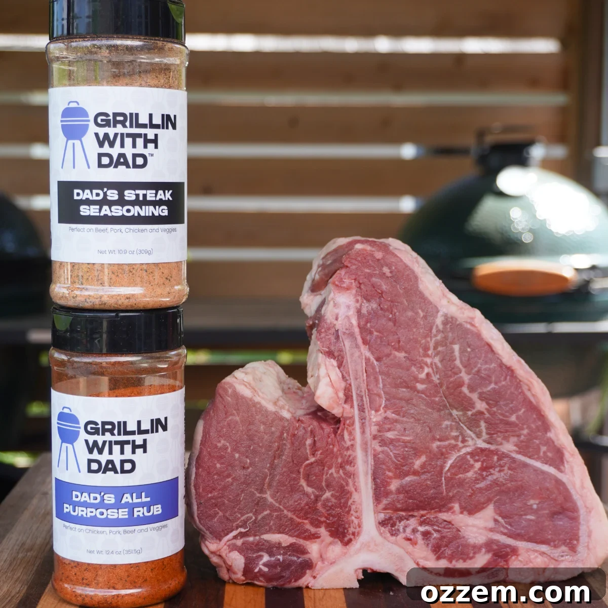 Two Cuts, One Legendary Steak 4 Close-up of a seasoned Porterhouse steak, ready for grilling