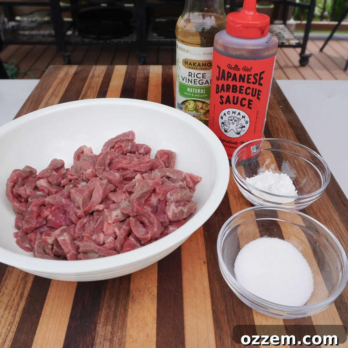 Ingredients for spicy teriyaki marinade in a bowl