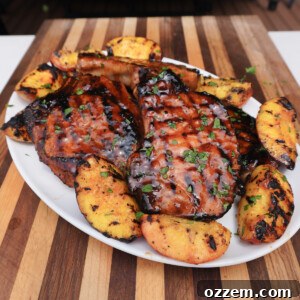 Featured image for Peach and Bourbon Pork Chops recipe.