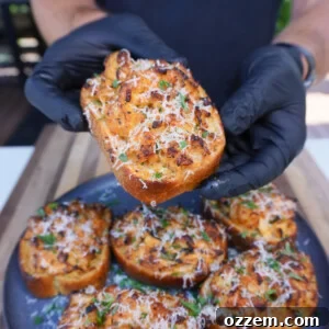 Smoked Shrimp and Crab Toast on a wooden board.