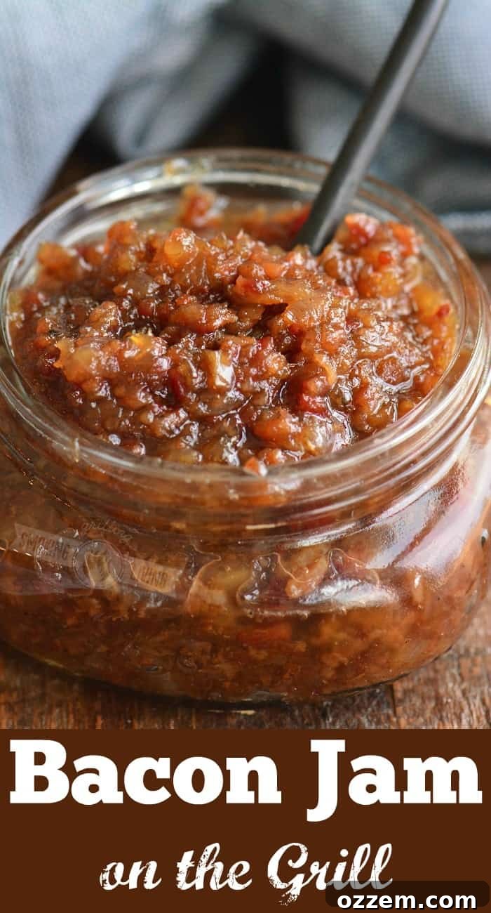 Homemade Bacon Jam on the Grill - a delicious savory-sweet spread with bacon and caramelized onions