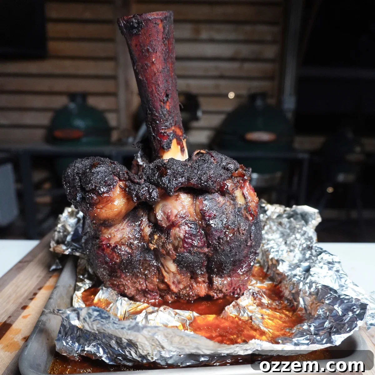Smoked Beef Shank, also known as Thor's Hammer, before shredding.