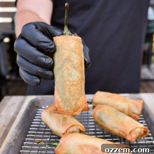 A plate of freshly fried Jalapeno Popper Lumpia.