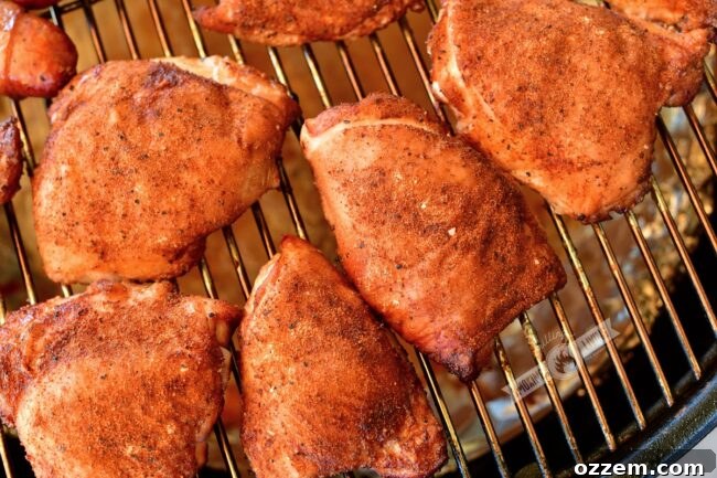 cooked chicken thighs on the smoker 