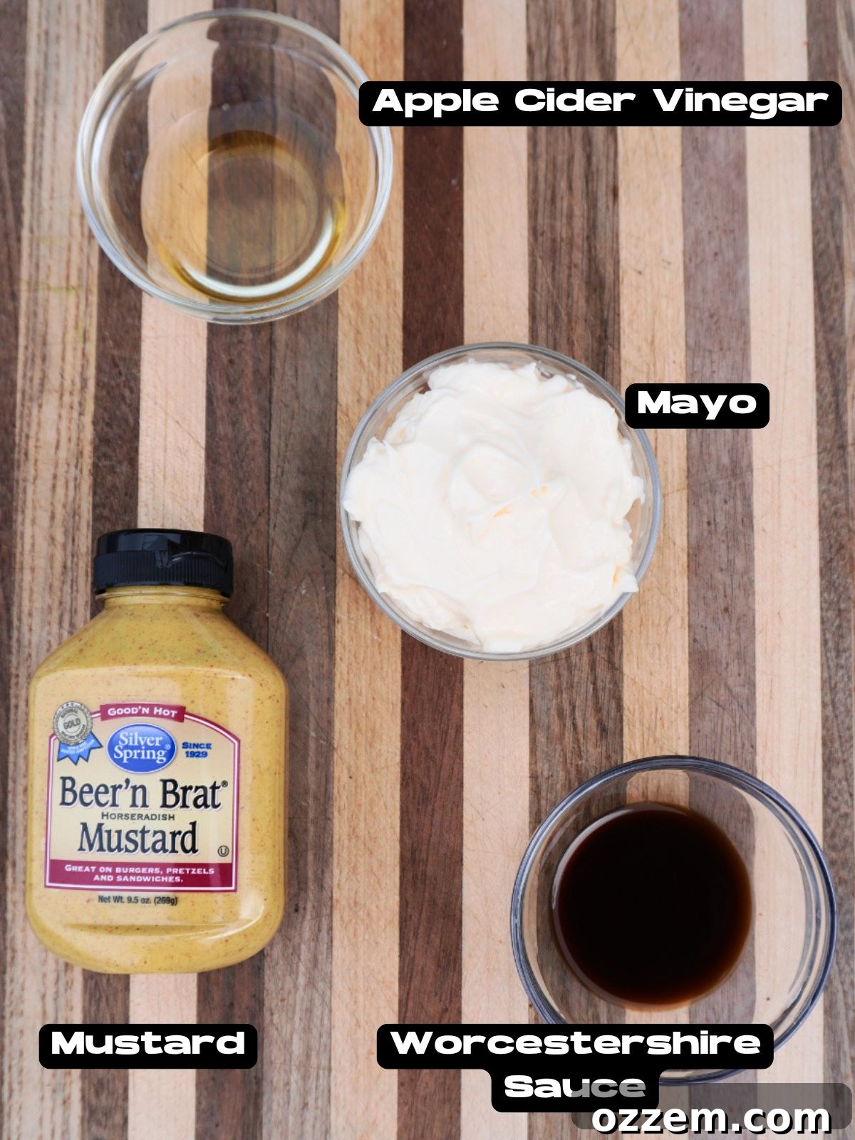Tangy mustard sauce ingredients.