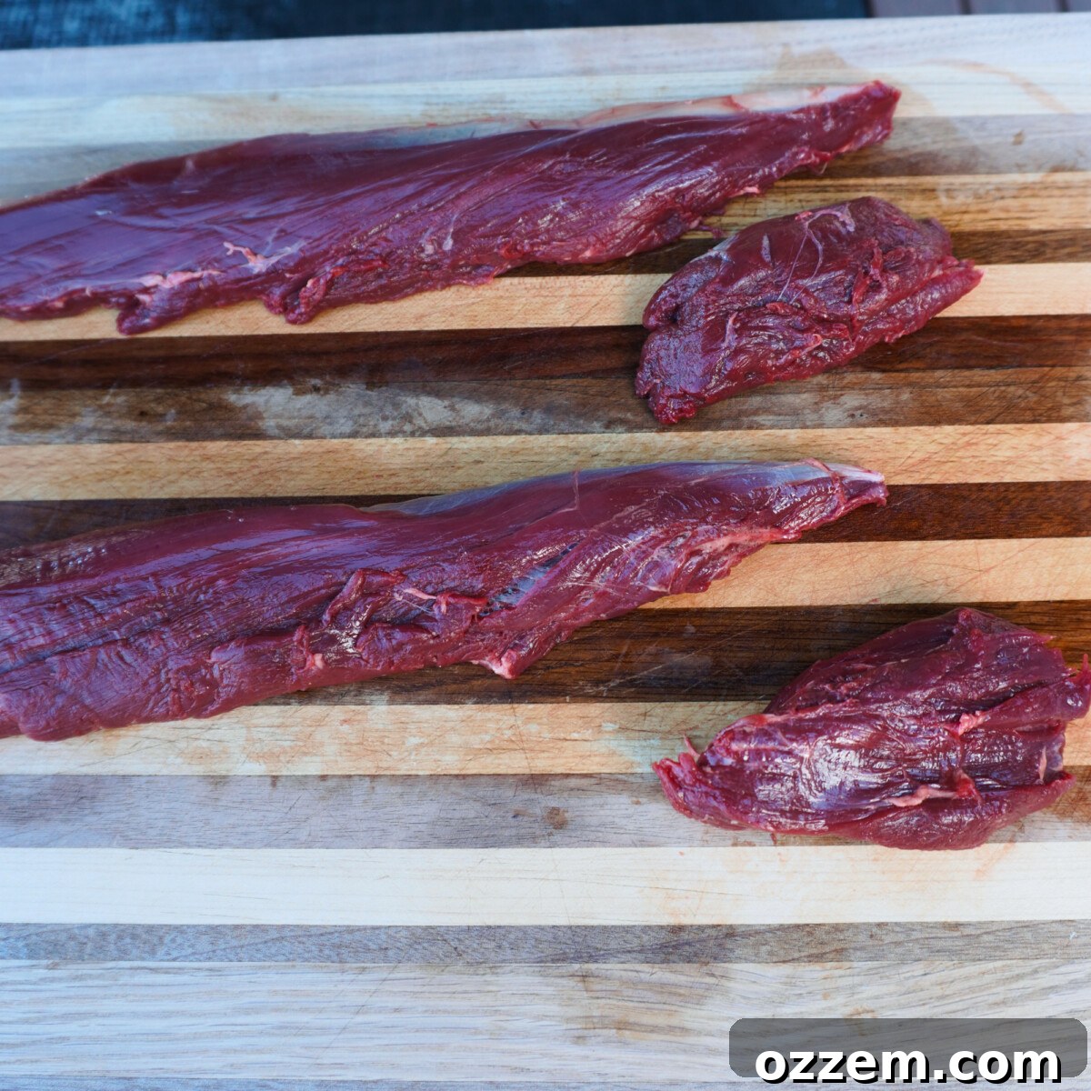 The heel portion of the venison tenderloin, carefully removed from the main loin.