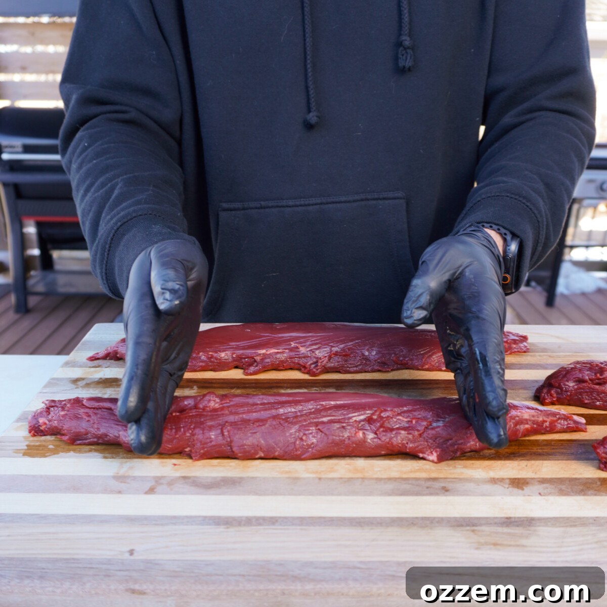 The perfectly trimmed center cut of a venison tenderloin, devoid of silver skin or tapered ends.