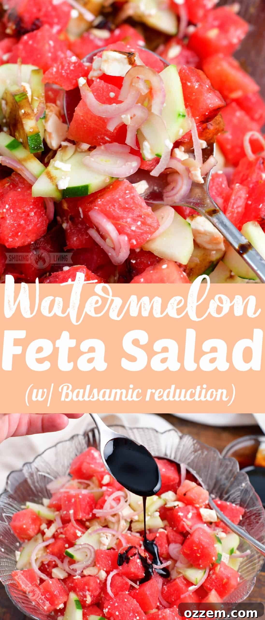 Summer Watermelon Feta Delight 13 Large collage showcasing Watermelon Feta Salad, with two enticing images framing the recipe title in the center.