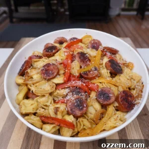 Grilled Sausage and Tortellini Dinner.