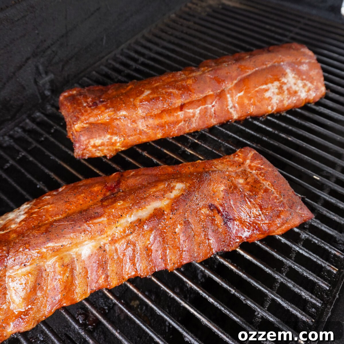 ribs on the smoker.