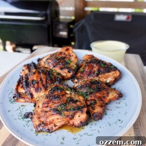 Grilled Lemon Dill Chicken Thighs.
