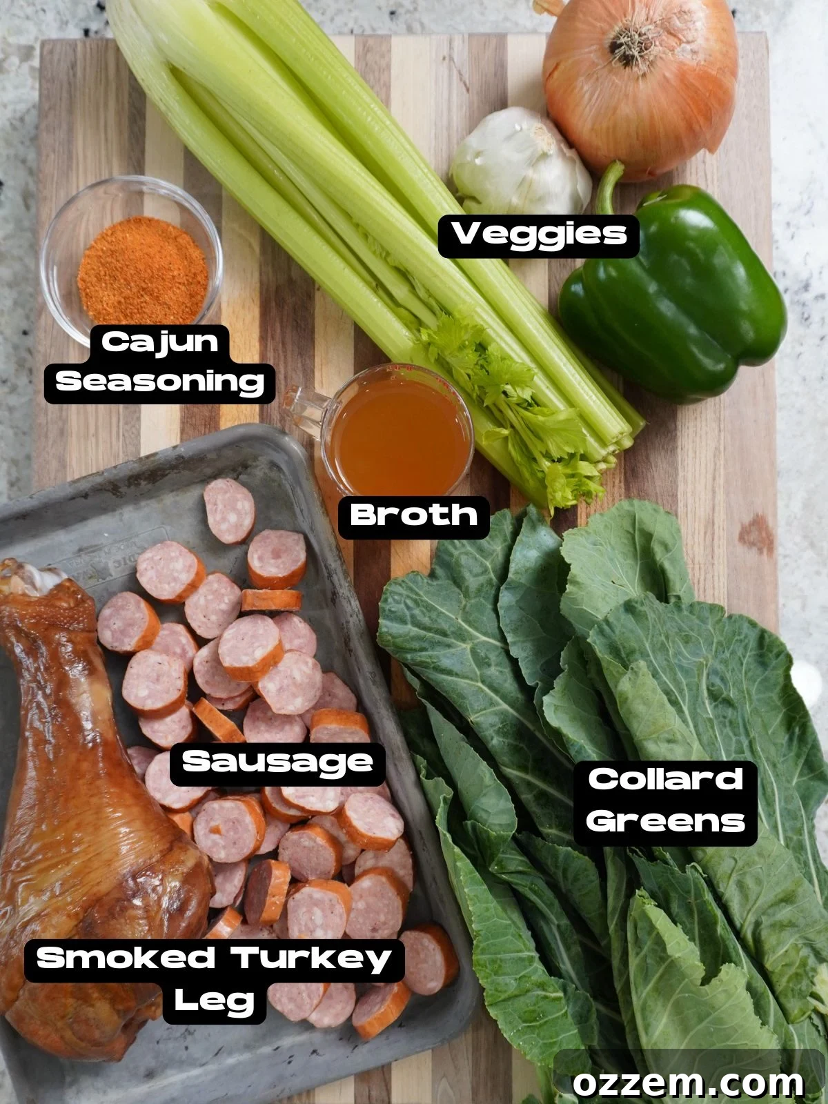 Collard Greens Cajun Gumbo ingredients.