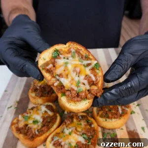 Texas Toast Sloppy Joe slice presented.
