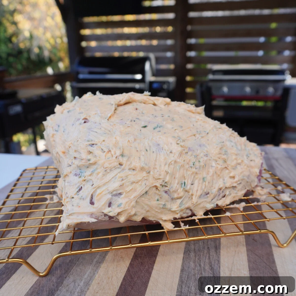 Garlic and Herb butter covered bottom round roast.