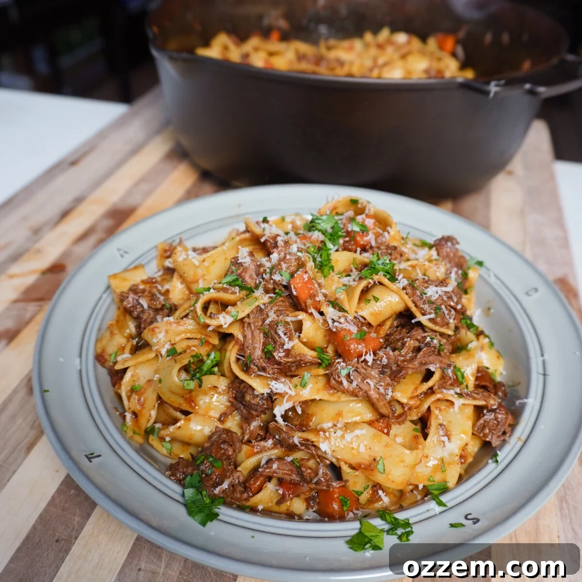 Grilled Short Ribs Ragu, a fusion of BBQ and Italian cuisine.