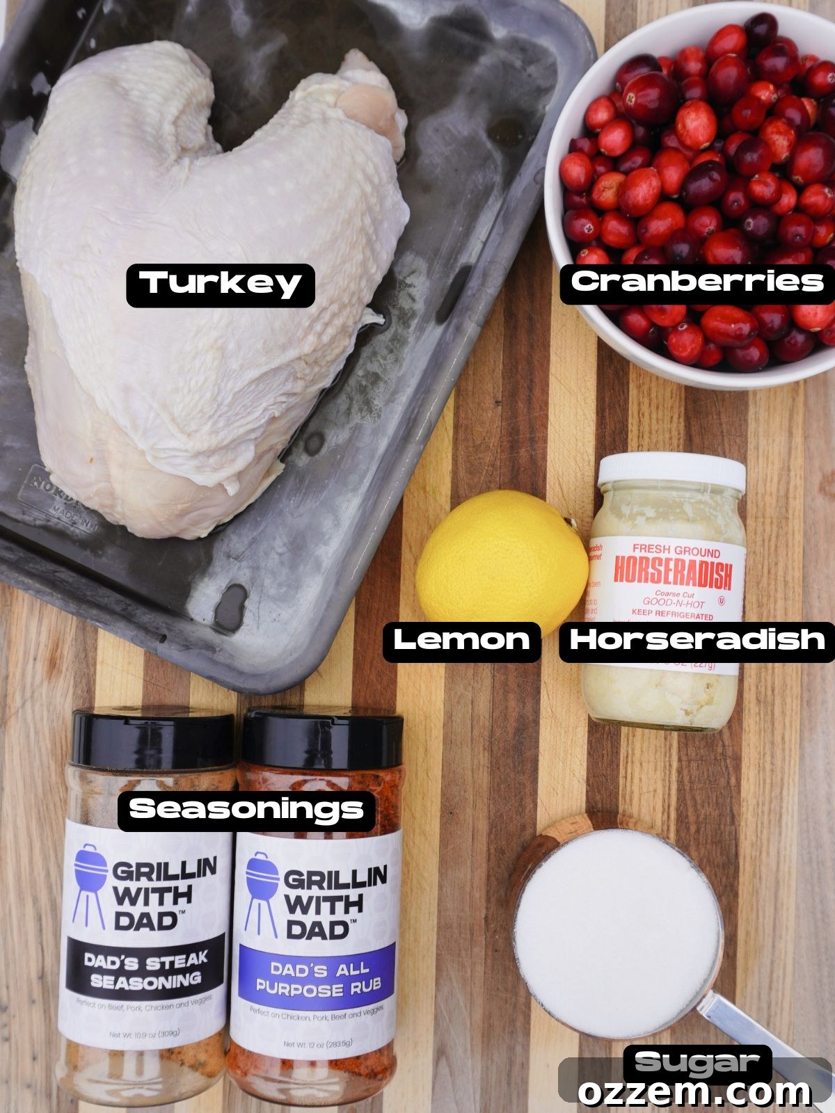 Cranberry Stuffed Turkey Breast Ingredients.