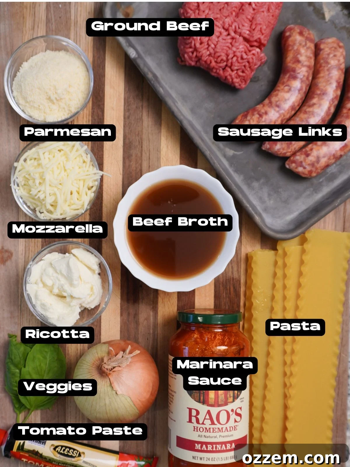 Ingredients for the Lasagna Soup.