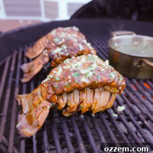 Smoked Cajun Lobster Tail on the grill.