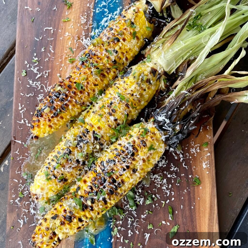 Grilled corn on the cob with sweet jalapeno butter