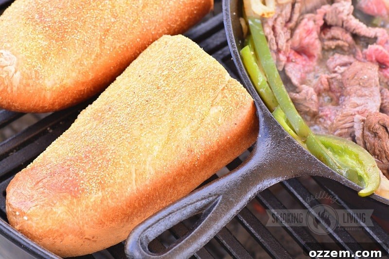 hoagies toasting on the grill