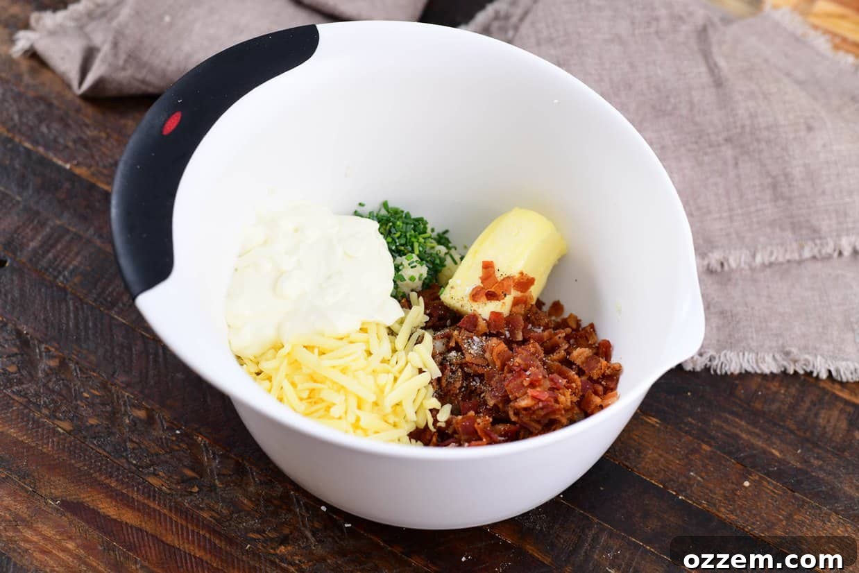 Smoky Creamy Twice Baked Potatoes 9 filling in a bowel