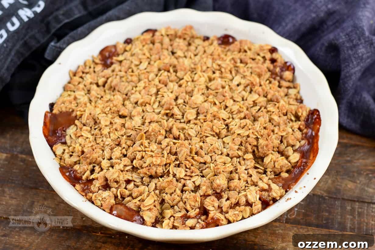 Apple crisp inside a smoker