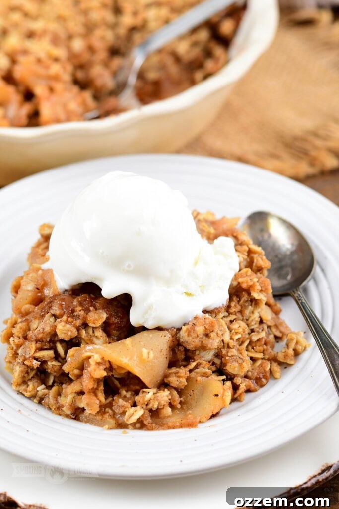 Smoked Apple Crisp served outdoors