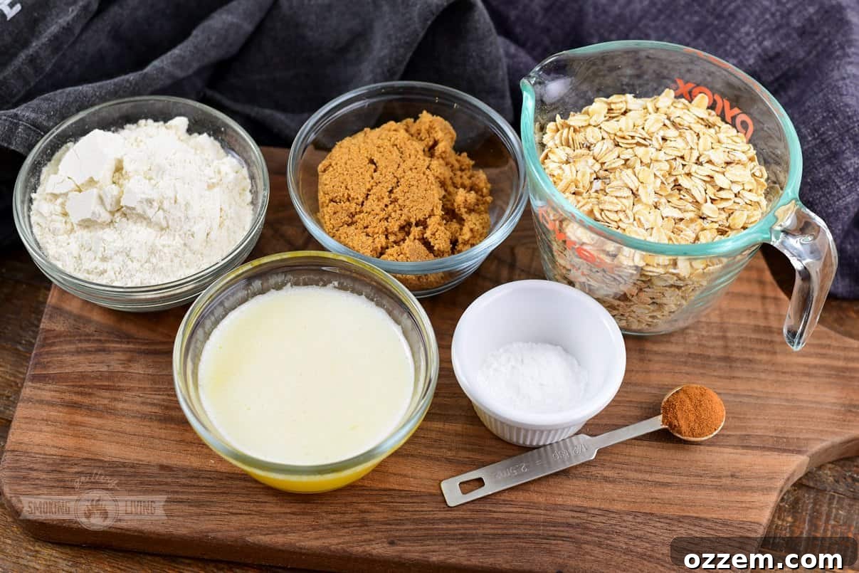 Oats and flour for topping