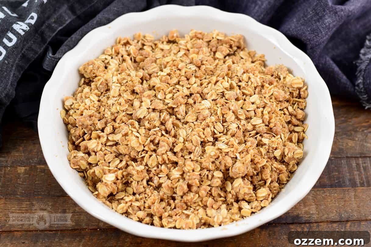 Apple crisp with topping before smoking