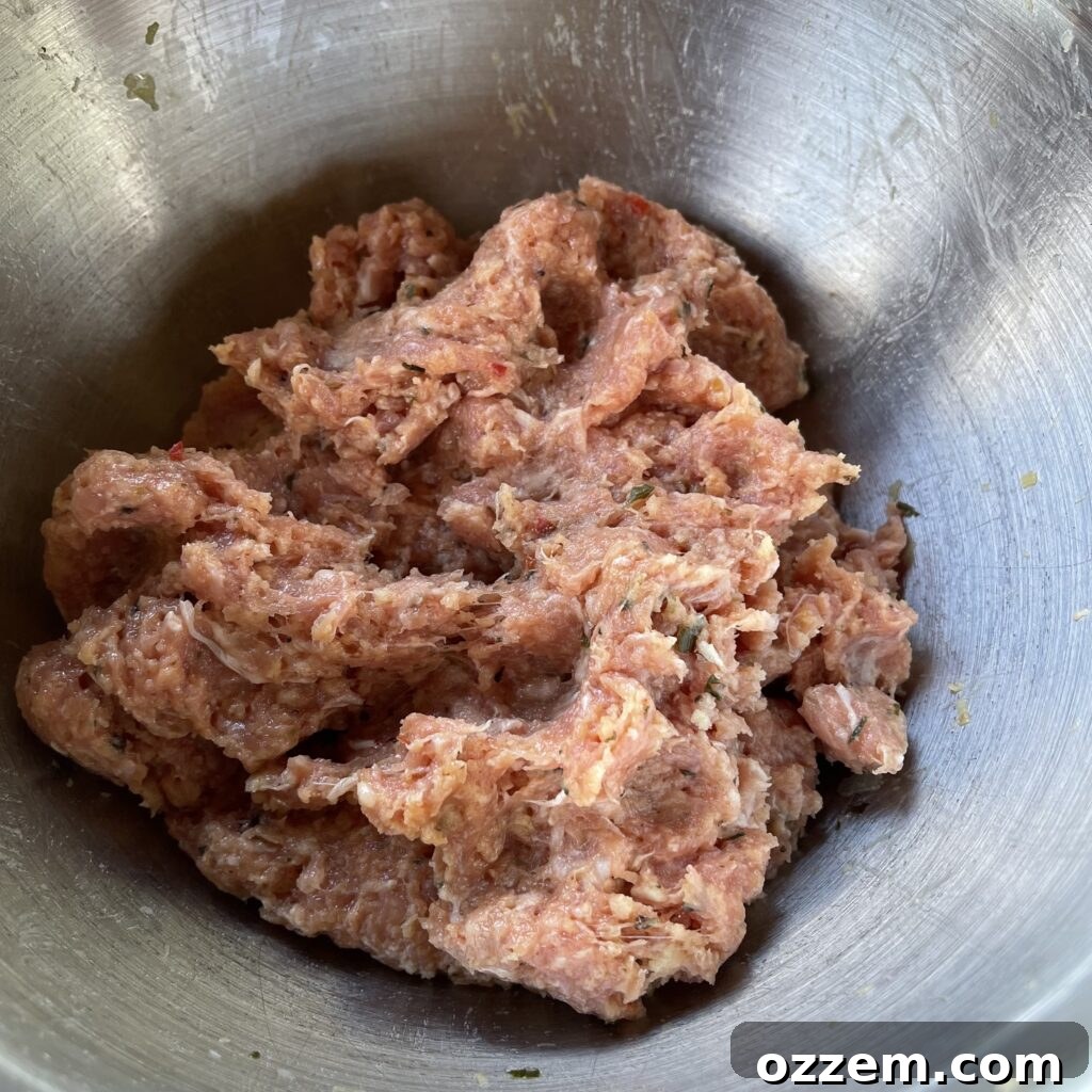 Street Thai Pork Skewers 3 Preparing ground pork mixture on metal skewers