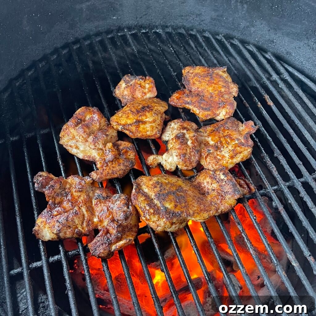 Chicken thighs seasoned with Tex-Mex rub, ready for grilling