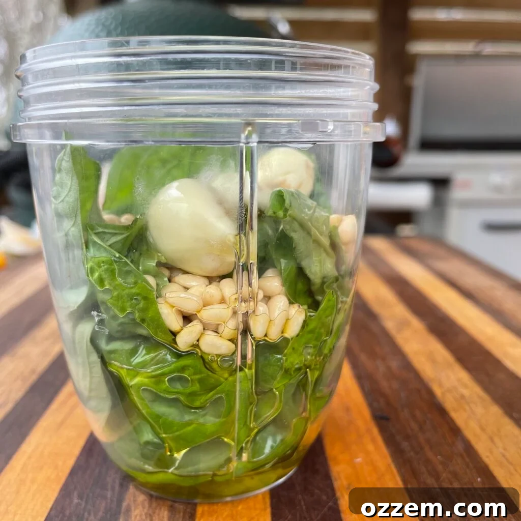 Freshly made homemade pesto