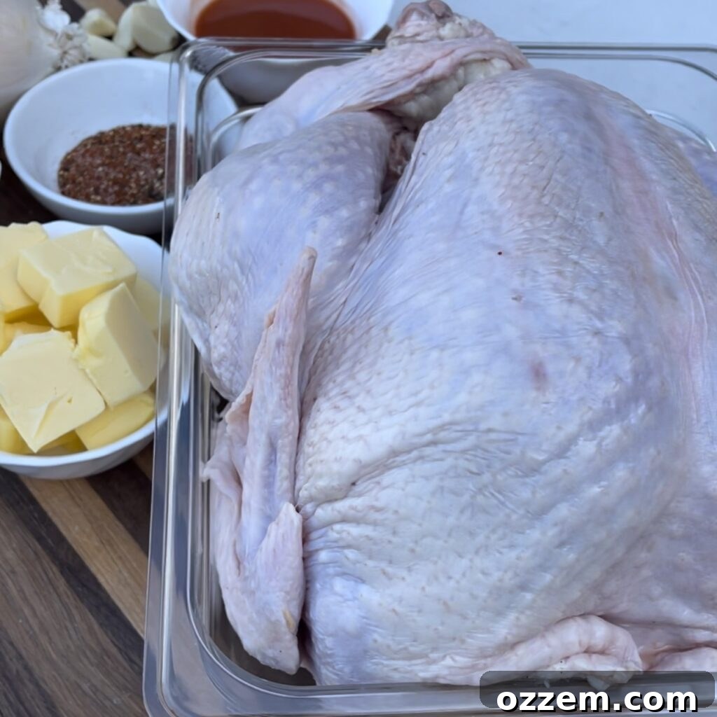 Ultimate Deep Fried Turkey 3 Raw turkey, defrosted and ready for injection.