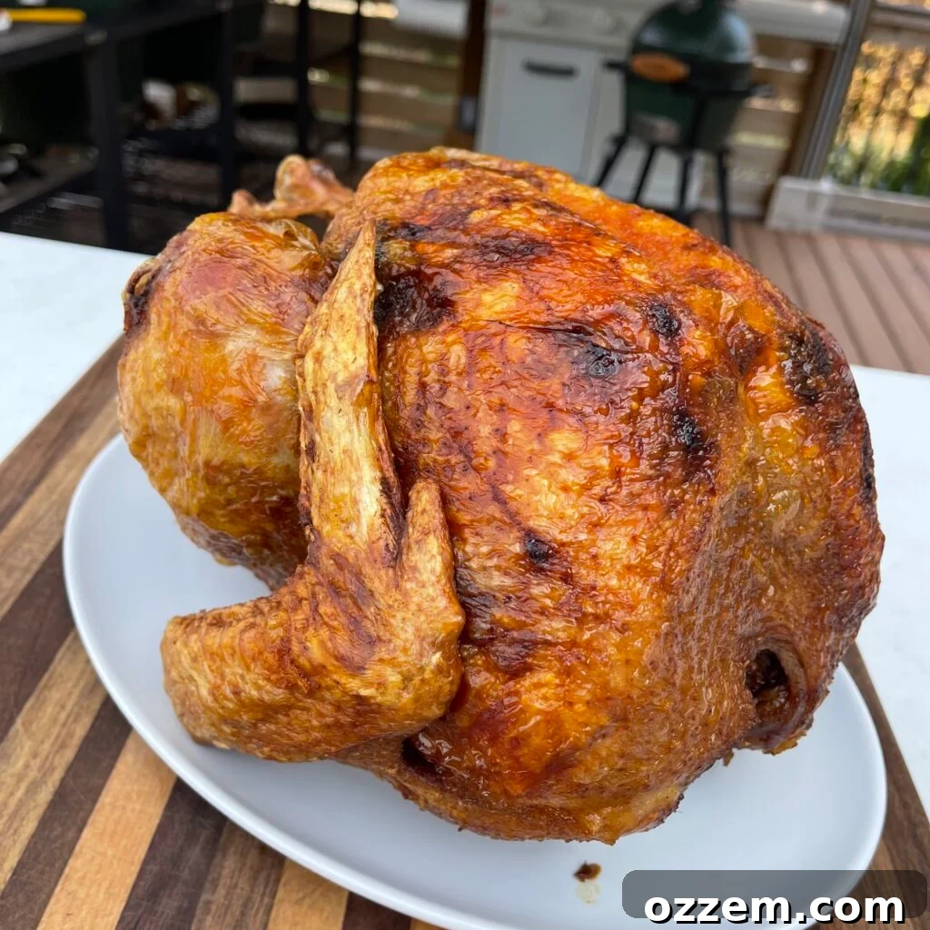Ultimate Deep Fried Turkey 6 Turkey being slowly lowered into a deep fryer.