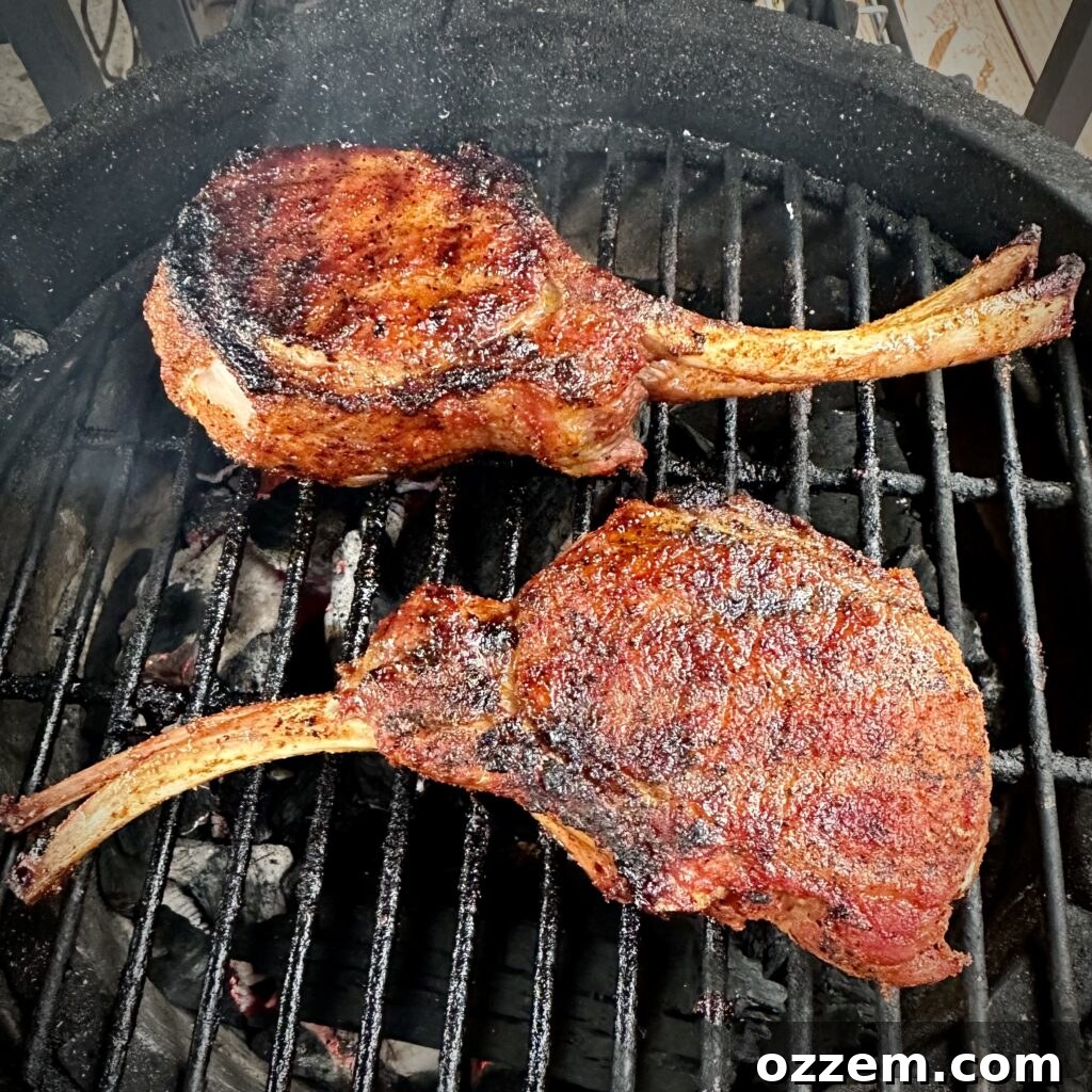 The Ultimate Juicy Pork Chops 2 Perfectly grilled thick-cut pork chops with a beautiful sear, ready to be served.