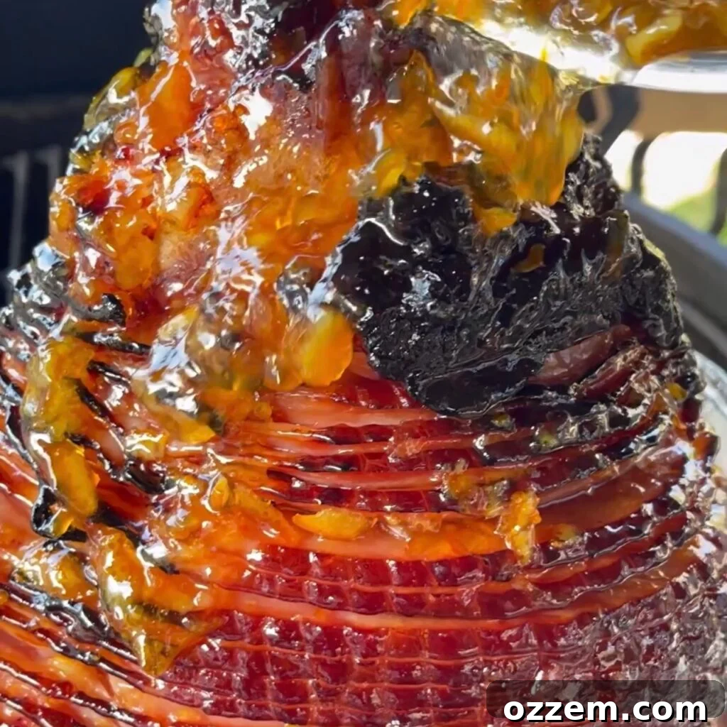 Orange marmalade glazed ham.