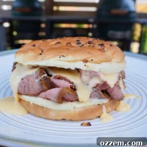 Smoked Beef and Cheddar sandwich, ready to eat.