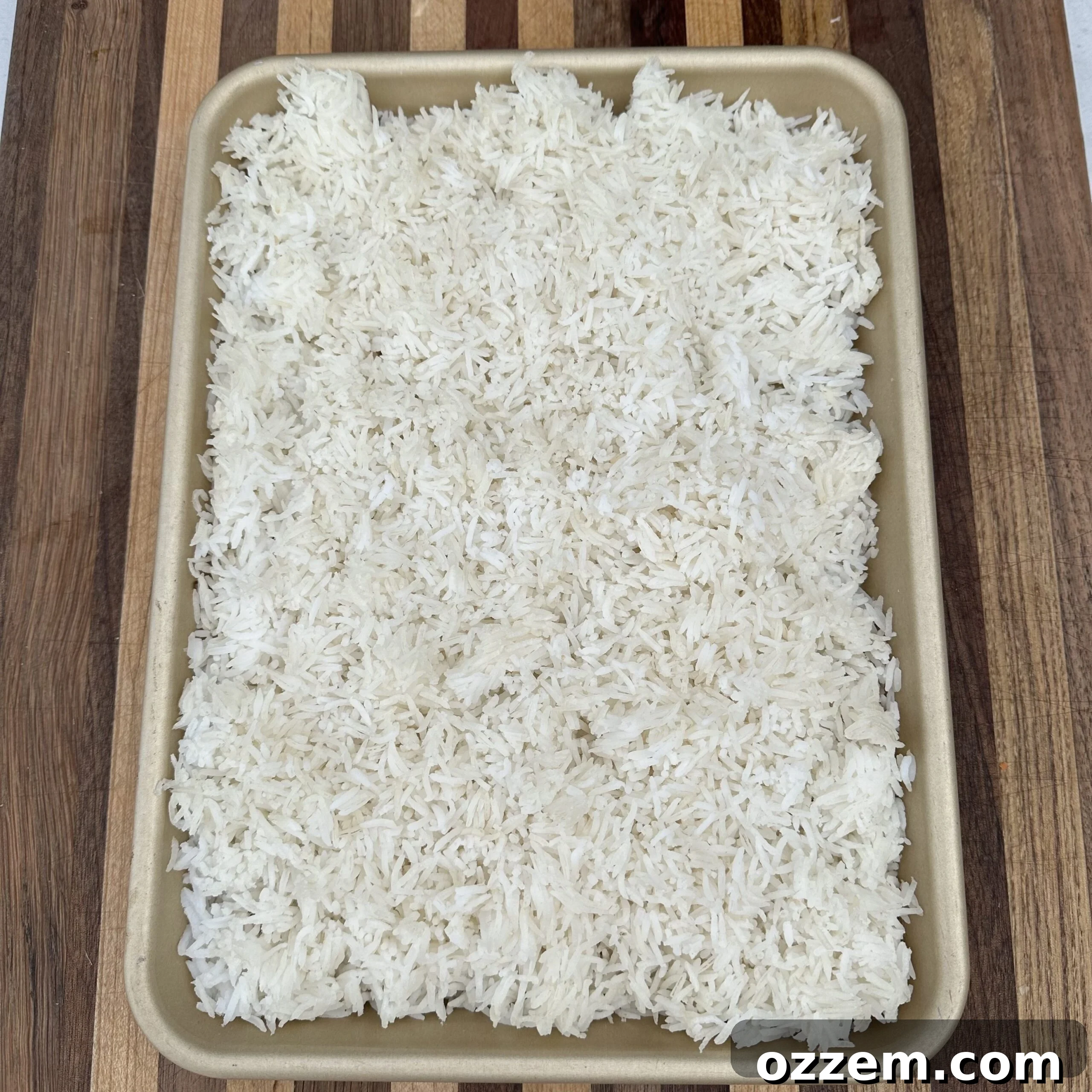 Flavorful Shrimp Fried Rice 3 Perfectly cooked white rice, ready for making fried rice.