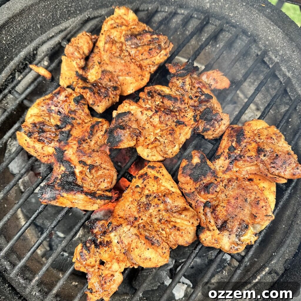 Grilled chicken thighs seasoned with taco seasoning