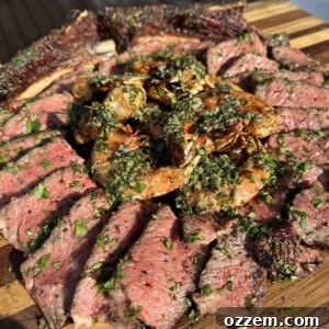 Steakhouse Surf and Turf: A complete dish of steak and shrimp