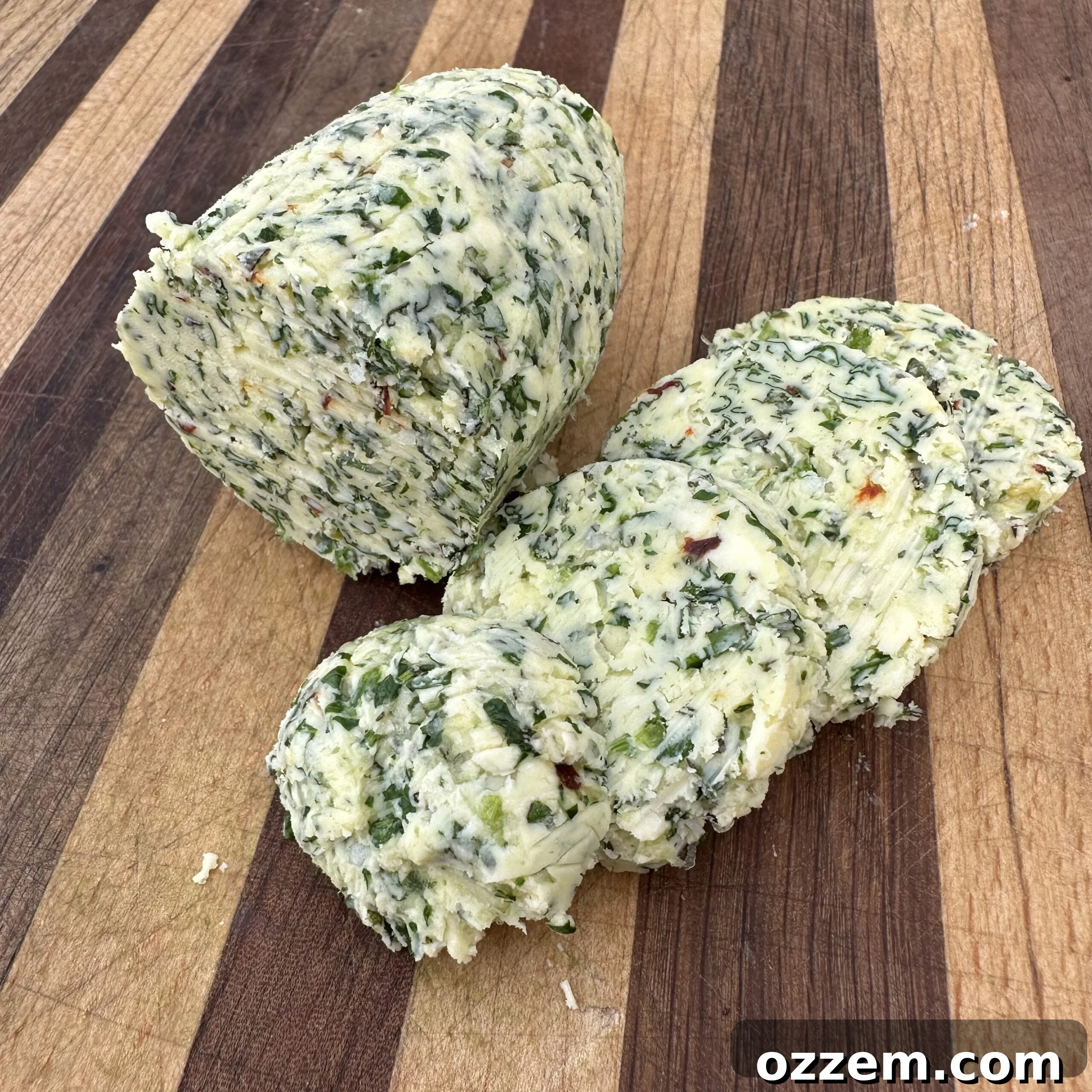 Prime Cut & Catch 8 Firm Herb Butter Log: Chilled compound butter, ready for slicing