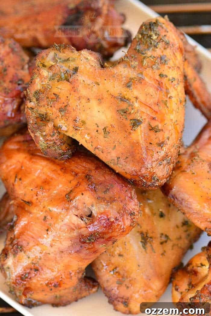 smoked wings on the white plate