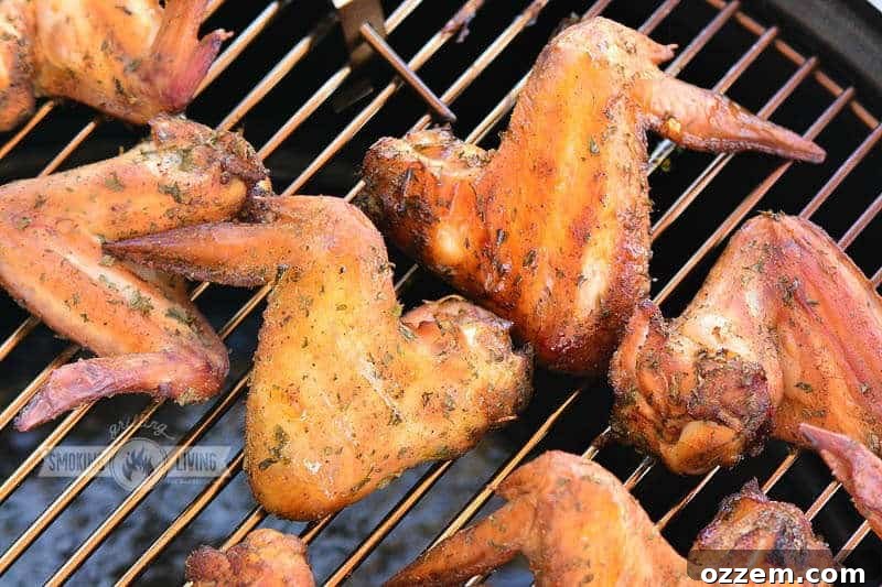 cooked wings on the smoker