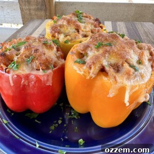 Stuffed bell peppers ready for the grill.