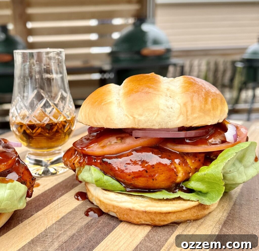 Delicious Bourbon Chicken Sandwich ready for serving