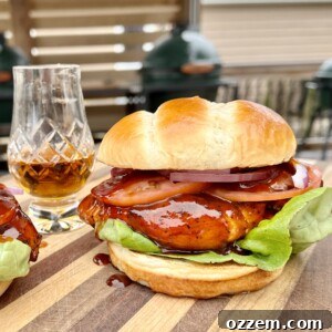 Finished Bourbon Chicken Sandwich on a plate