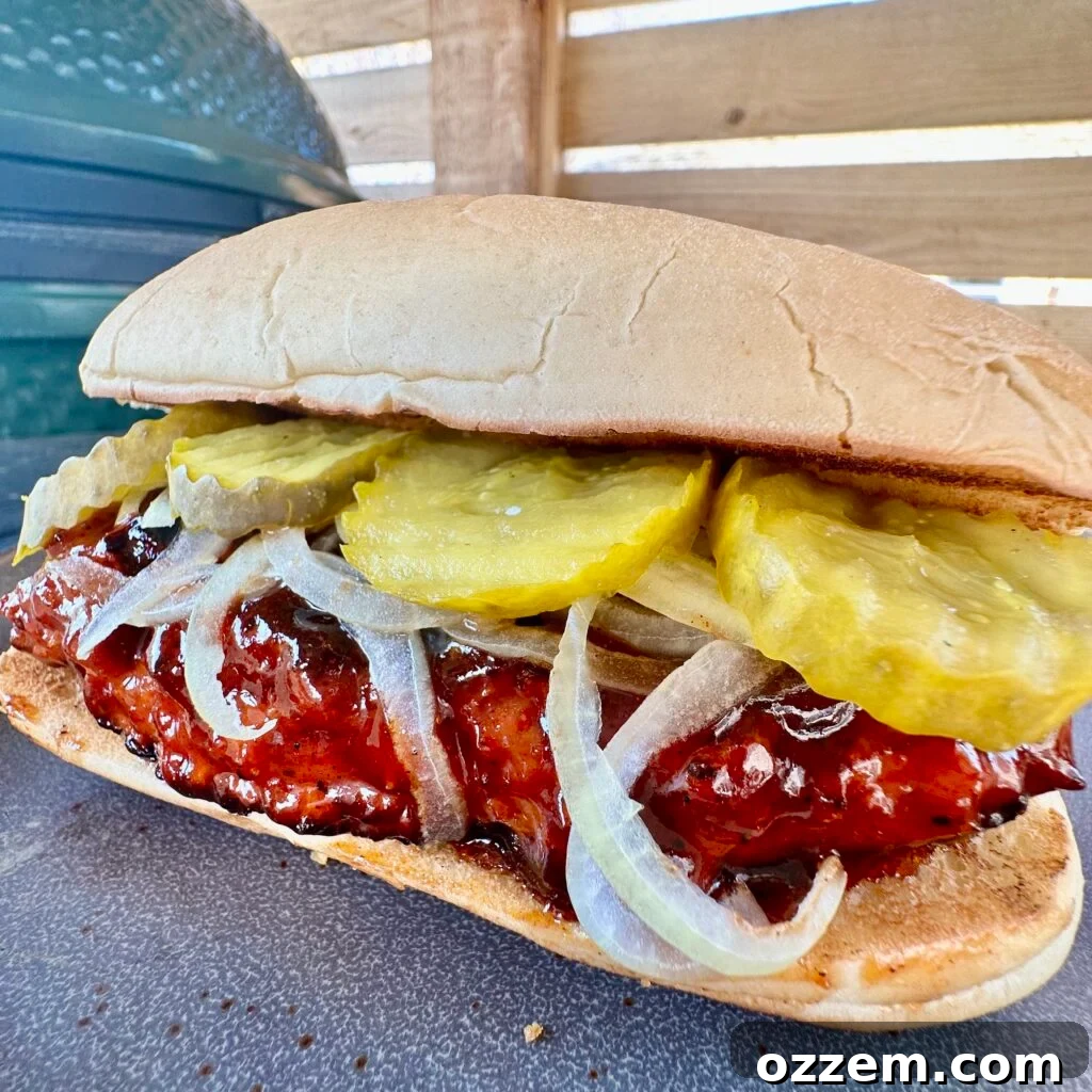 Delicious McRib copycat sandwich ready to be eaten