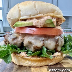 Grilled Chipotle burger with creamy adobo sauce.