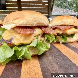 Close-up of a fully assembled Chicken Bacon Ranch Slider
