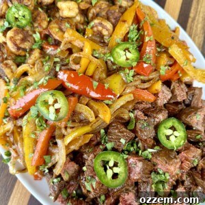 Steak and Shrimp Fajitas dish
